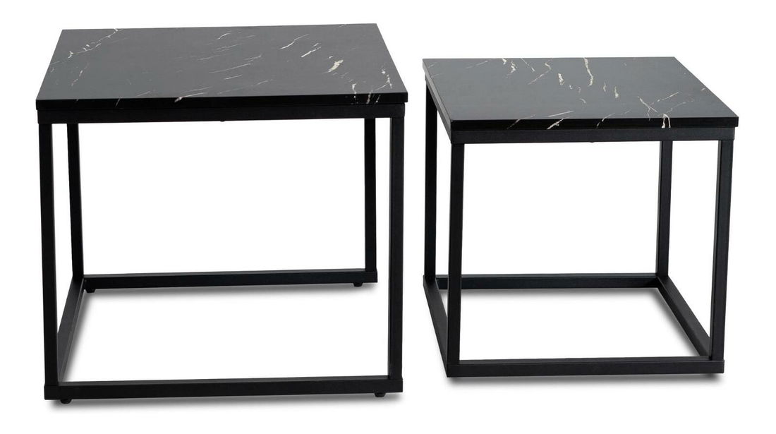 Set 2 konferenčných stolíkov Jospin (mramor čierny) 