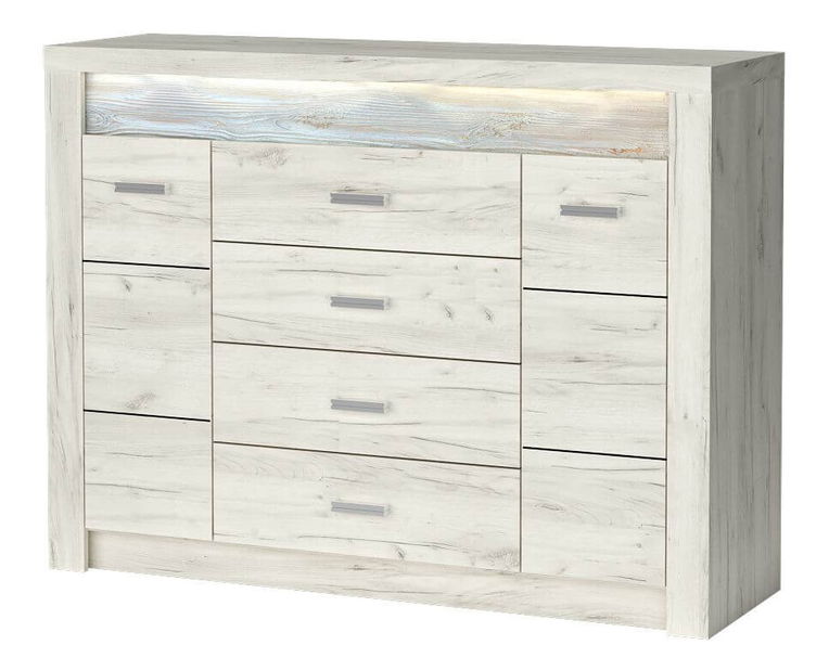 Comodă Indie 07 (cu iluminat LED) (craft alb)