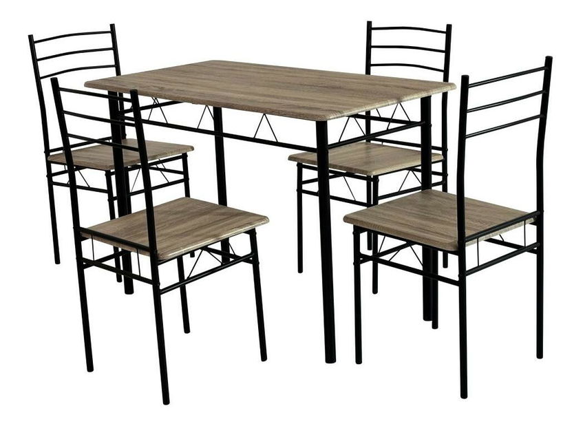 Étkező szett Metabolicas (szonoma tölgy + fekete) (4 fő részére)