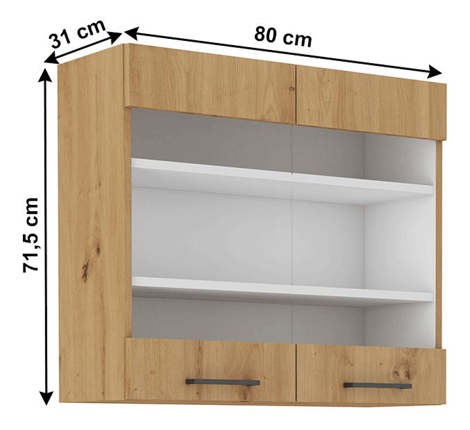 Dulap superior de bucătărie Meriel 80 GS-72 2F (stejar artisan)