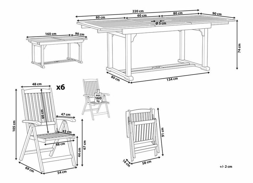 Záhradný set Jakarta (svetlé drevo)