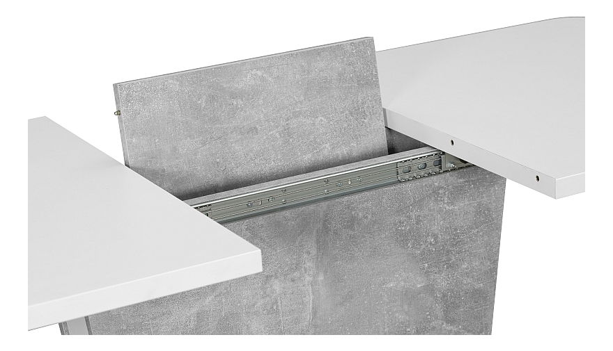 Masă de sufragerie extensibilă 110-145 cm Caridad (alb mat + gri) (pentru 4 până la 6 persoane)