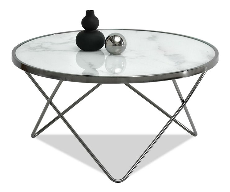 Măsuță de cafea Armin Xl (marmură albă + negru)