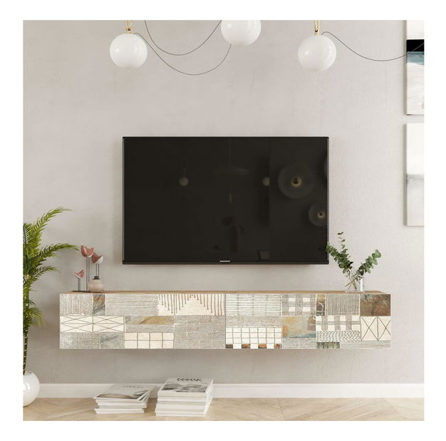 TV asztal/Szekrény France 8 (atlanti fenyő + fehér) 