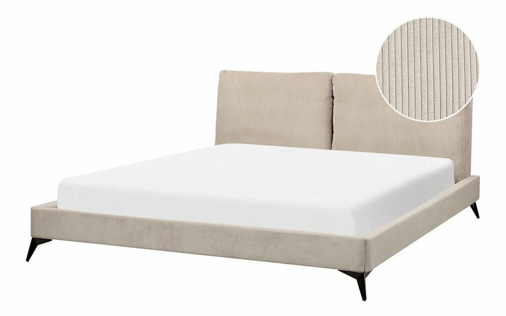 Franciaágy 180 cm Mellody (szürkésbézs) (ágyráccsal)