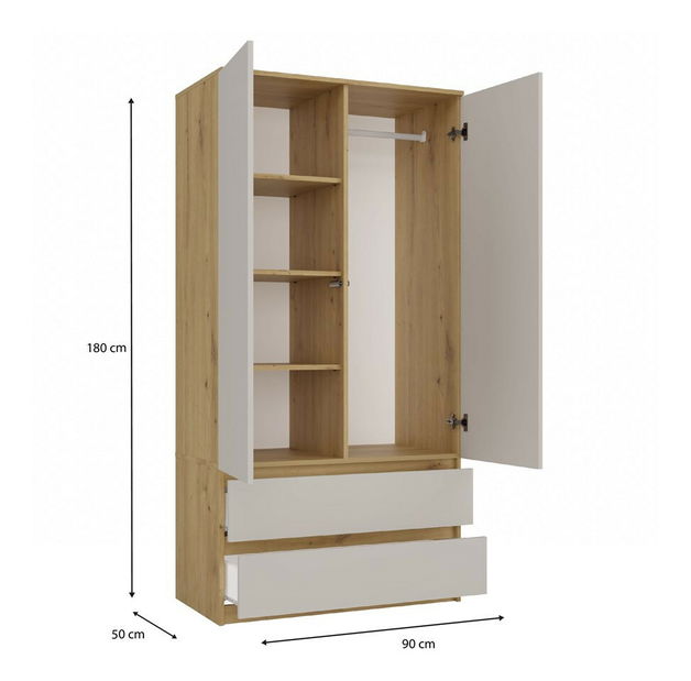 Dulap de haine Musecalo 1 (stejar artisan + cashmir)