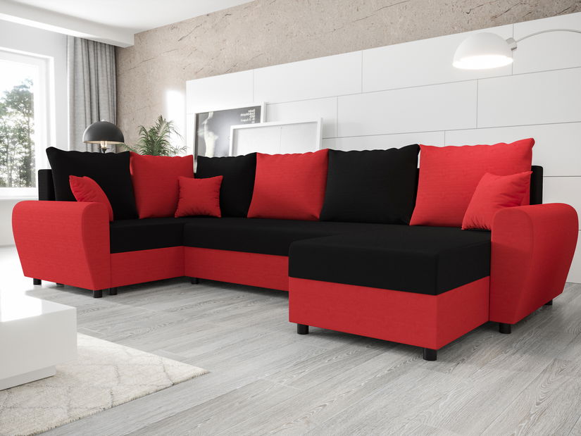 Colțar în formă de U Fleur Long (Roșu + Negru) (S)