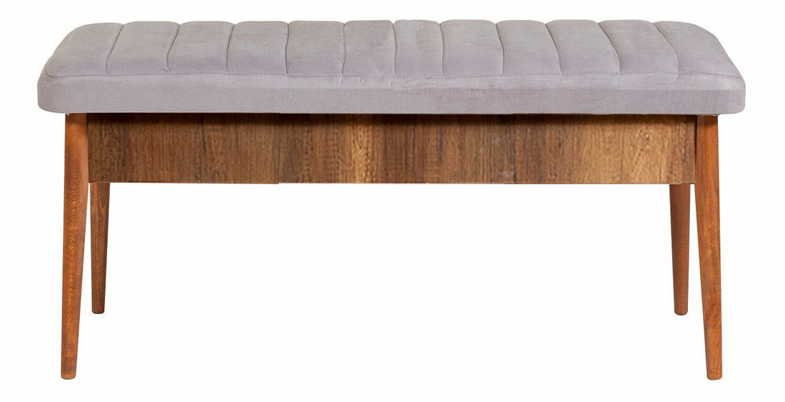 Masă de sufragerie extensibilă cu 2 scaune și 2 bănci Vlasta (nuc + gri)