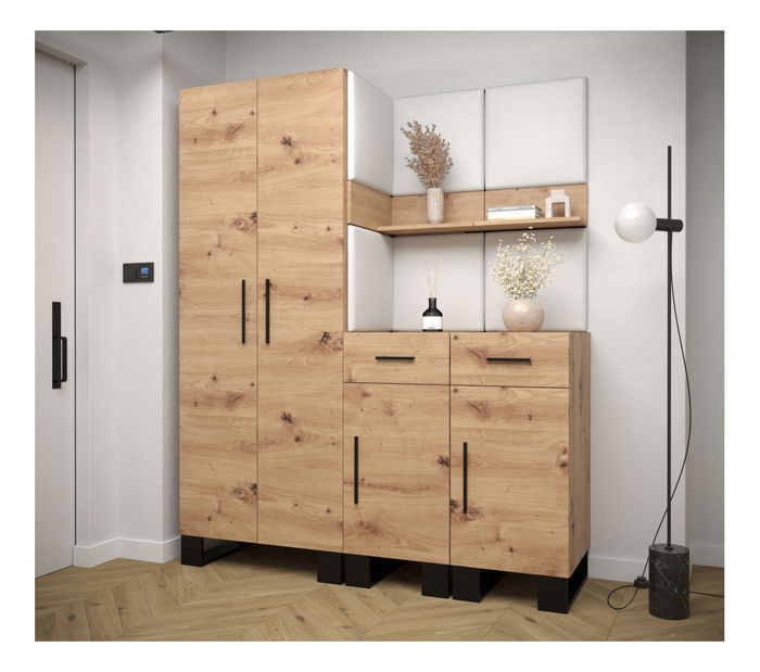 Set mobilier pentru hol Amanda 7 (Stejar artisan + Alb)