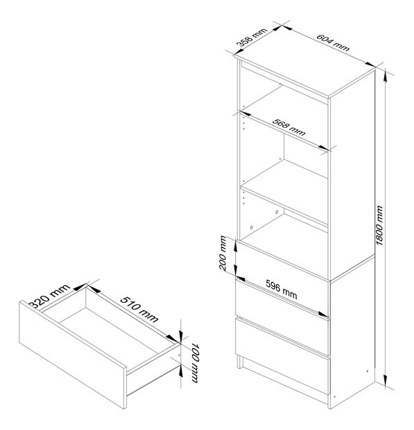Polc Responder (fehér + sonoma tölgy)