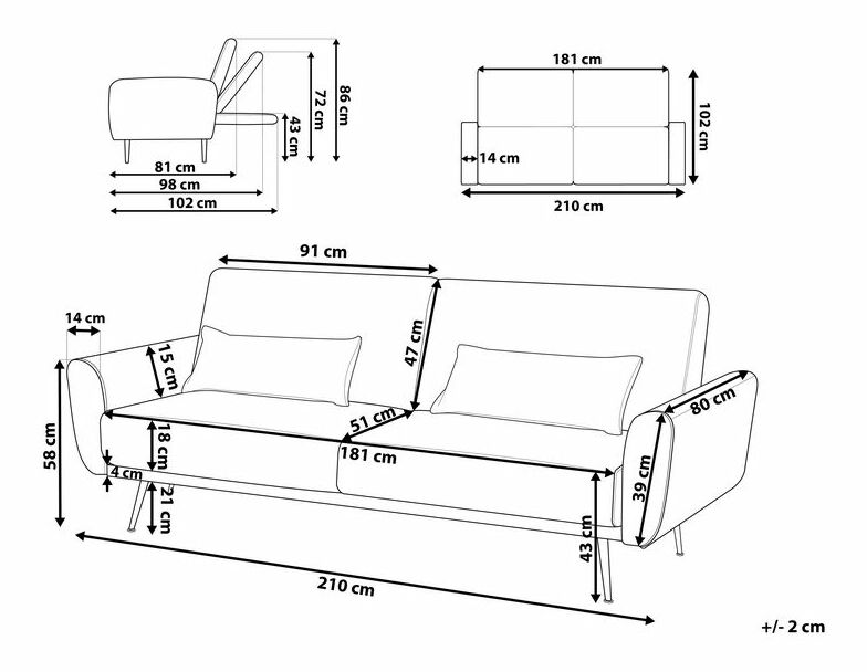 Pohovka trojsedačka Ely (smaragdová)