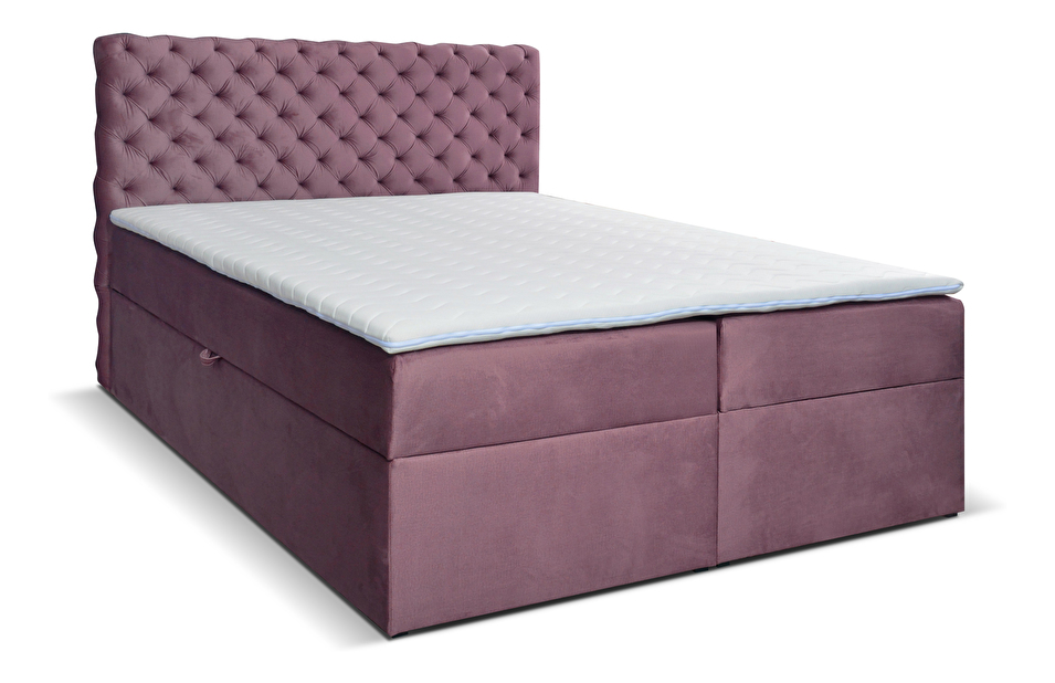 Pat matrimonial Boxspring 140 cm Orimis (roz)