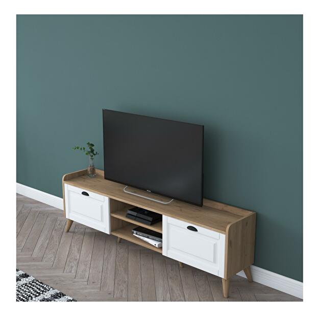 TV asztal/szekrény Kupode 1 (fehér + dió) 