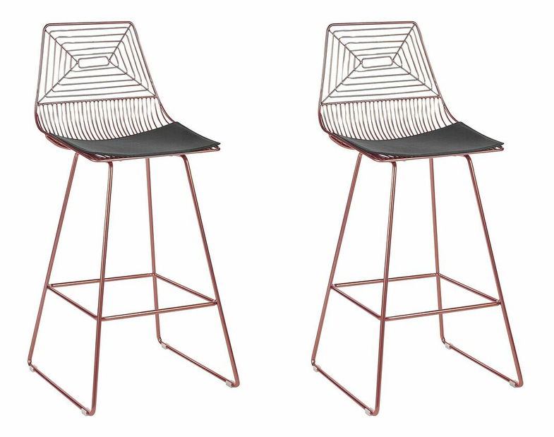 Set 2 ks barových stoličiek Bethel (ružovozlatá)