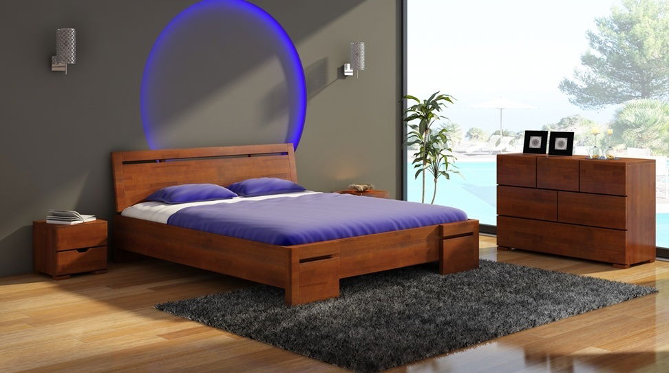 Manželská posteľ 200 cm Naturlig Bokeskogen High (buk)