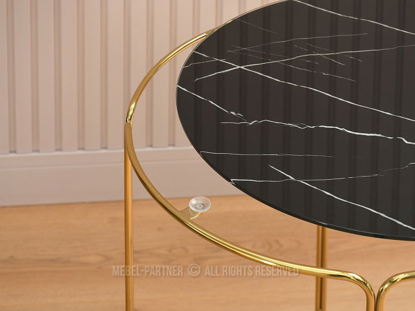Măsuță de cafea Belianni Zest (marmură negru + auriu)