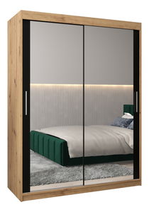 Ormar za garderobu 150 cm Toki 3 (hrast artisan + crna mat)