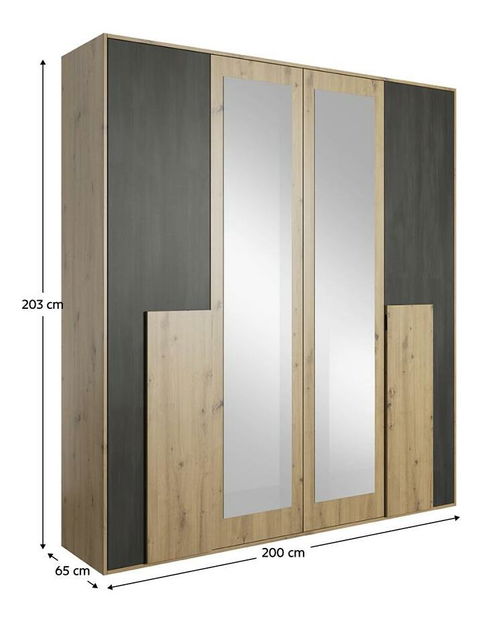 Spálňa Boreas (dub artisan + čierna + borovica nórska) 