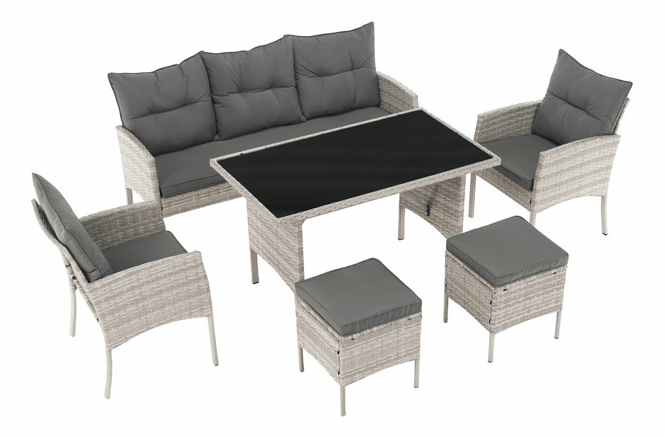 Vrtni set od ratana LELON (svijetlosiva) (za 4 do 6 osoba)