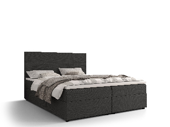 Pat matrimonial Boxspring 180 cm Locos (gri deschis) ( cu saltea și sp. depozitare)