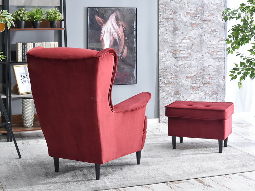 Fotoliu cu urechi Margis (bordo + nuc)