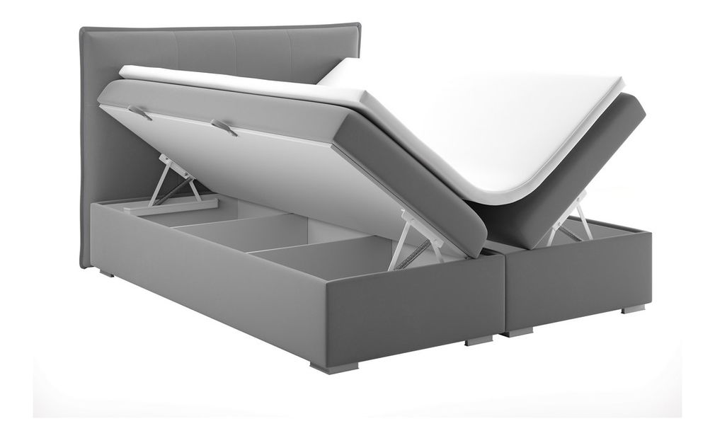 Pat matrimonial Boxspring 180 cm Carla (gri)(cu sp. depozitare)