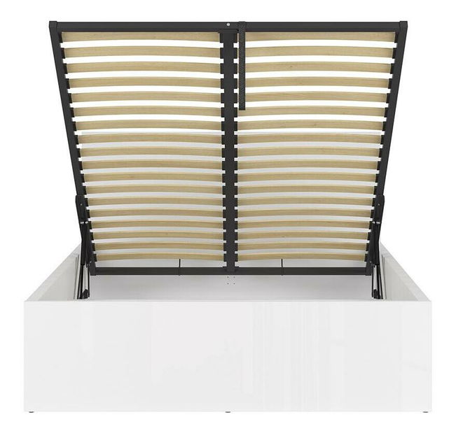 Manželská posteľ 140 cm BRW Tetrix 8 (lesk biely) (s roštom) (s úl. priestorom)