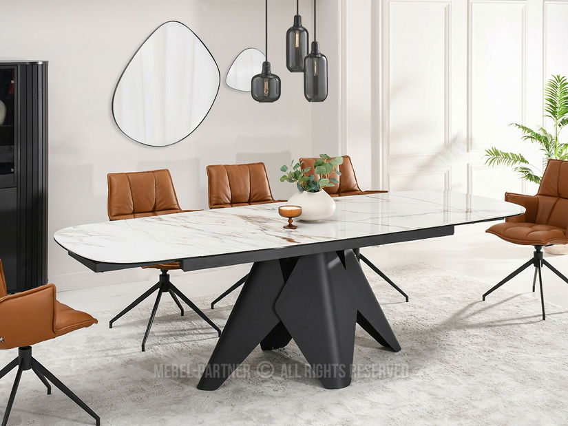 Masă sufragerie Noruega (marmură + negru)