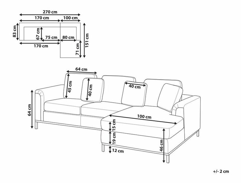 Rohová sedačka Oulu (béžová) (P)