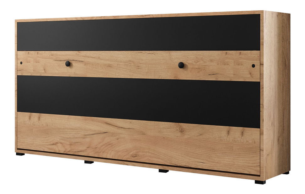 Sklápacia posteľ 160 Cassie (craft zlatý + čierna matná) (horizontálna)