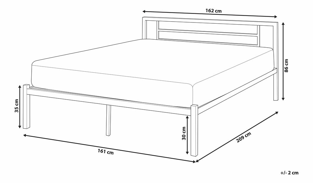 Bračni krevet 160 cm CONNET (s podnicom) (crna)