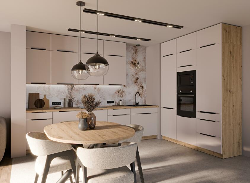 Rohová dolná kuchynská skrinka Sayla 90x90 DN 2F BB (kašmír + dub artisan)