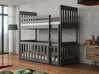 Gyerekágy 90 x 200 cm Cristine (ágyráccsal és tárolóhellyel) (grafit)