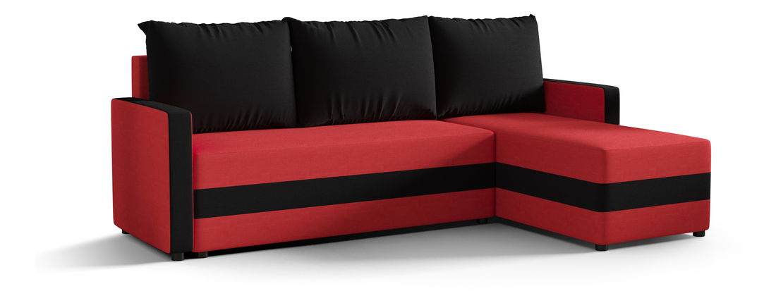 Rohová sedacia súprava Pure Bis (čierna + červená) (P)