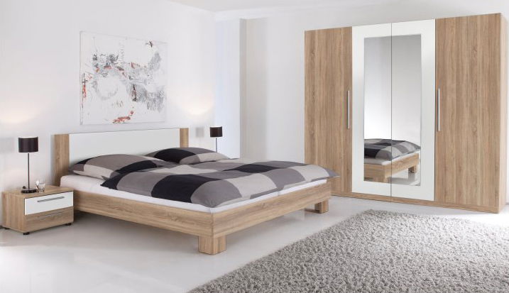 Franciaágy 180 cm + 2 éjjeliszekrény Kami (sonoma tölgy)