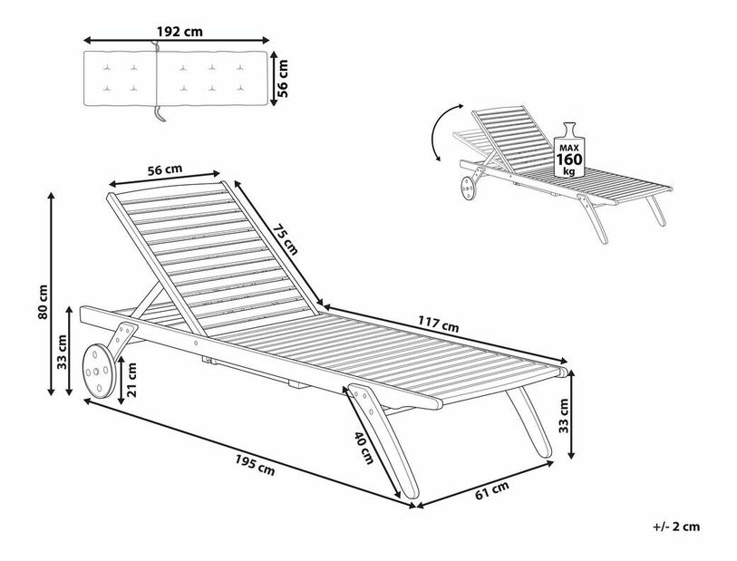 Vrtna ležaljka Cessi (svijetlo siva)