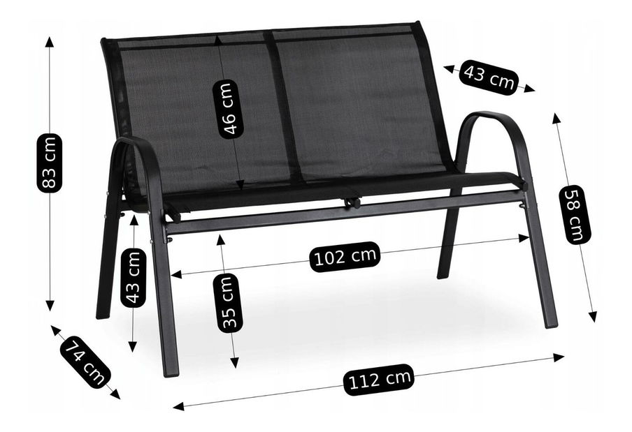 Set mobilier de grădină Magro (negru) (pentru 4 persoane)