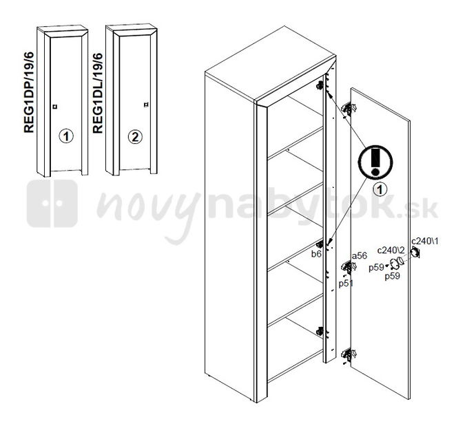 Policová skriňa BRW Mezo REG1D/19/6/L