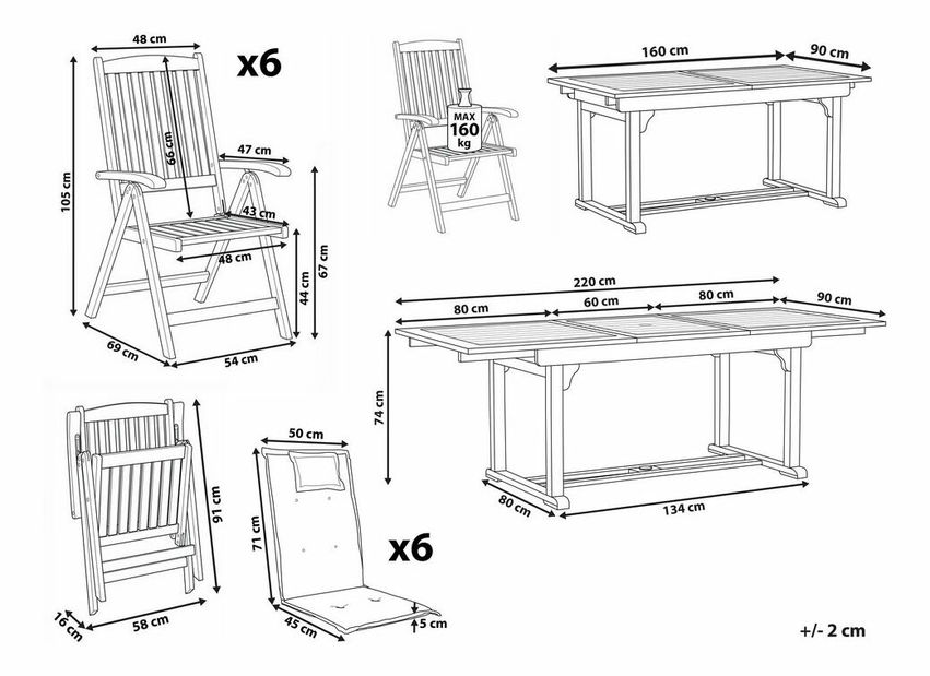 Záhradný set Amati (tmavé drevo + béžová)