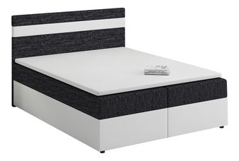Pat matrimonial Boxspring 180x200 cm Mimosa (cu saltea și somieră) (alb + negru)