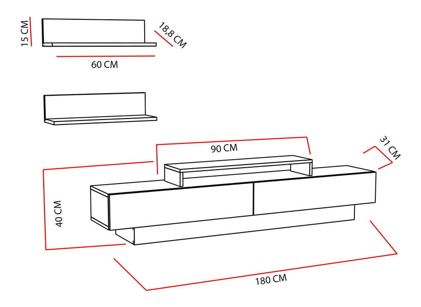Mobilier living Lusalona (alb + teak)