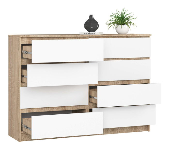 Comodă Keanu III (stejar sonoma + Alb)