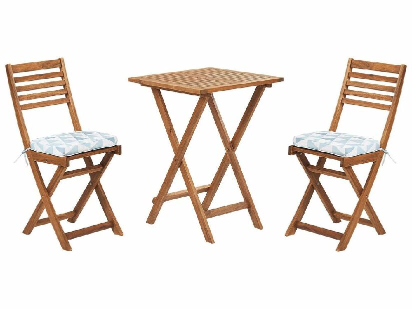 Bistro set FIJI (masiv) (svijetlo smeđa) (s plavim jastucima)