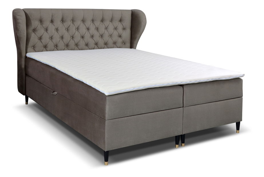 Pat matrimonial Boxspring 160 cm Ortun (gri)