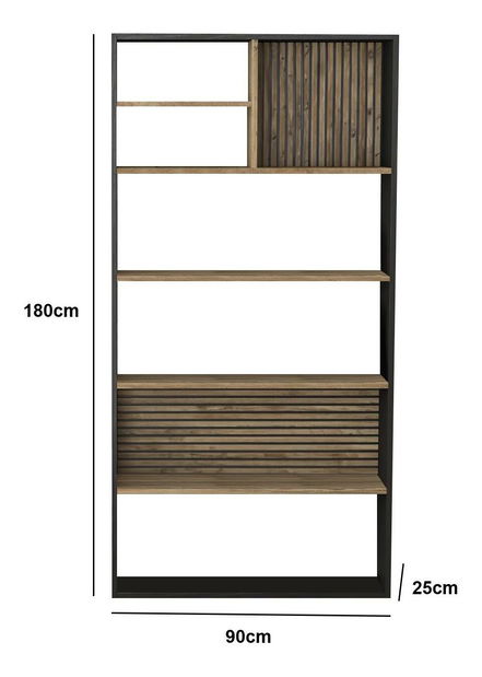 Regál Franc 34 (čierne drevo + borovica atlantická)