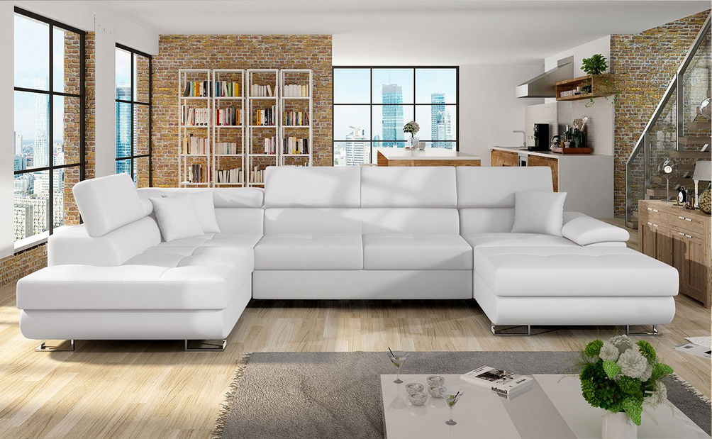 Colțar Alphard Bis (S) (piele ecologică soft t 017) (alb)