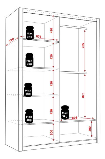 Dulap de haine Bonaparte SZ180 (Alb)
