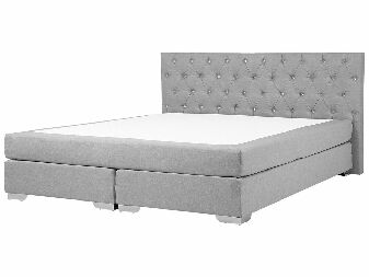 Manželská posteľ Boxspring 180 cm DUKE (s roštom a matracom) (sivá)