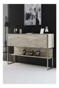 Konzolni stolić Luna 4 (travertin + srebrna)