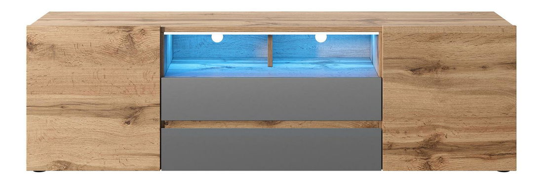 Tv szekrény/asztal Boss (világítással) (wotan tölgy + szürke)